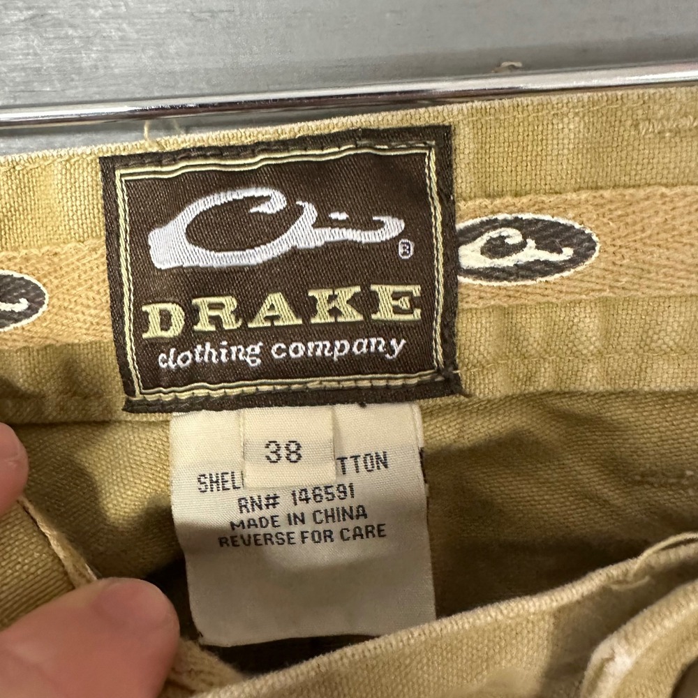 Drake Waterfowl Mens 38 Tan Canvas Work Hunting Pants Straight Leg Utility Khaki - Picture 4 of 5